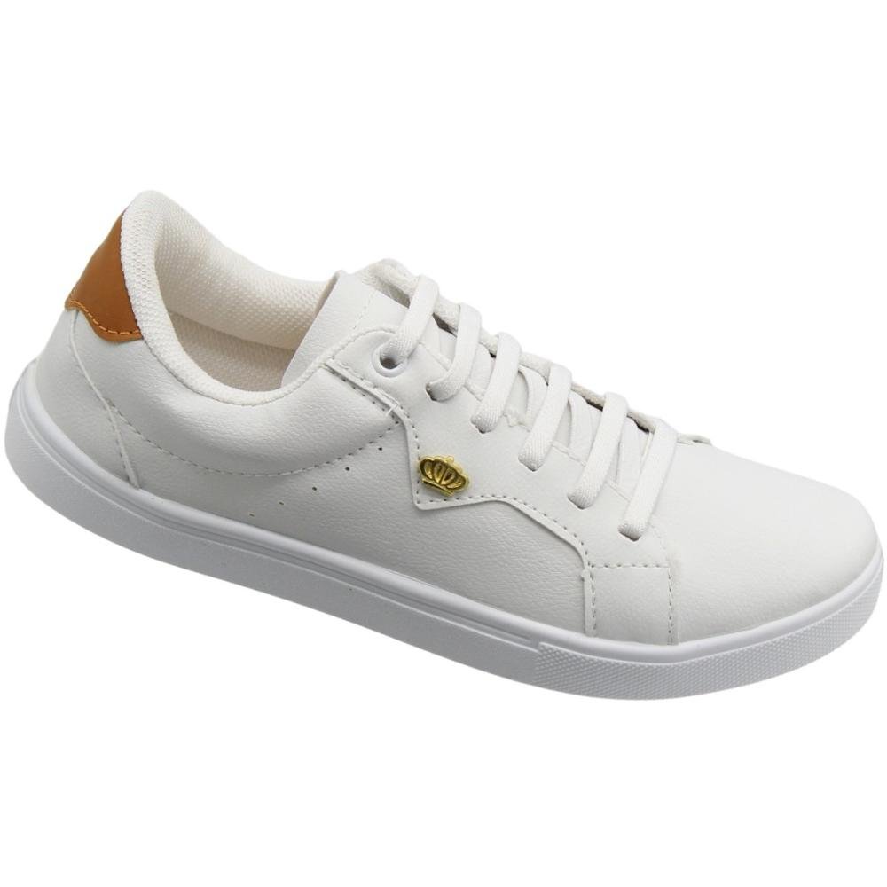 Tênis Casual Mendii Cadarço Elástico Aplique Metálico Feminino Branco 3