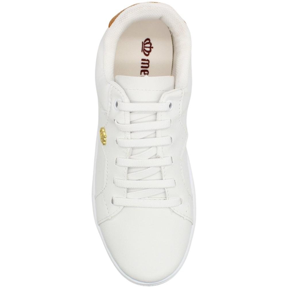 Tênis Casual Mendii Cadarço Elástico Aplique Metálico Feminino Branco 4