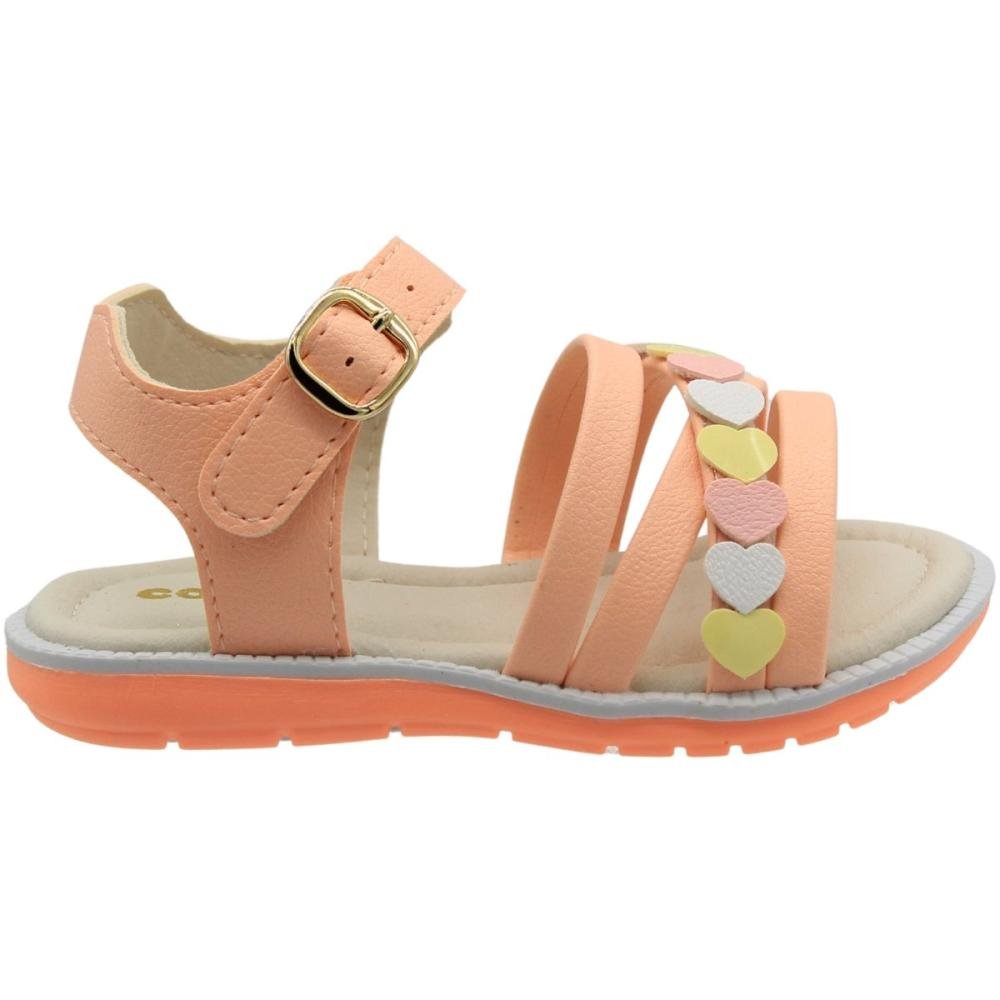 Sandália Rasteira baby Camin Tira Aplique Coraçãozinhos Menina