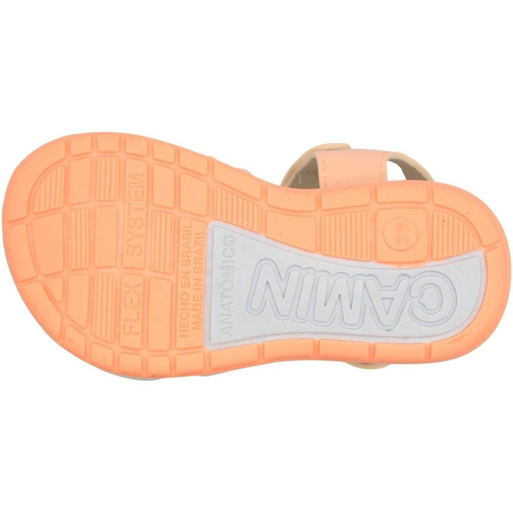 Sandália Rasteira baby Camin Tira Aplique Coraçãozinhos Menina Rosa 5