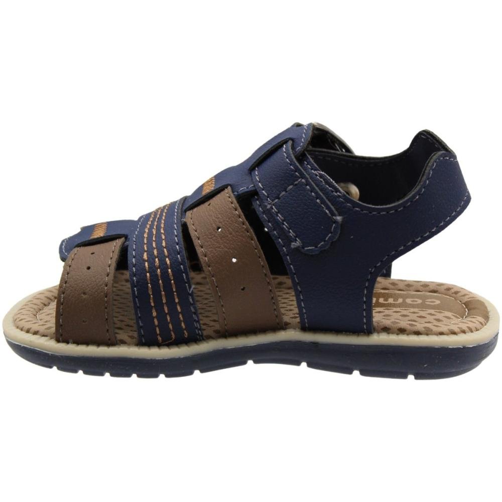 Sandália Rasteira Baby Camin Tiras Macias Fivela Menino Azul 2