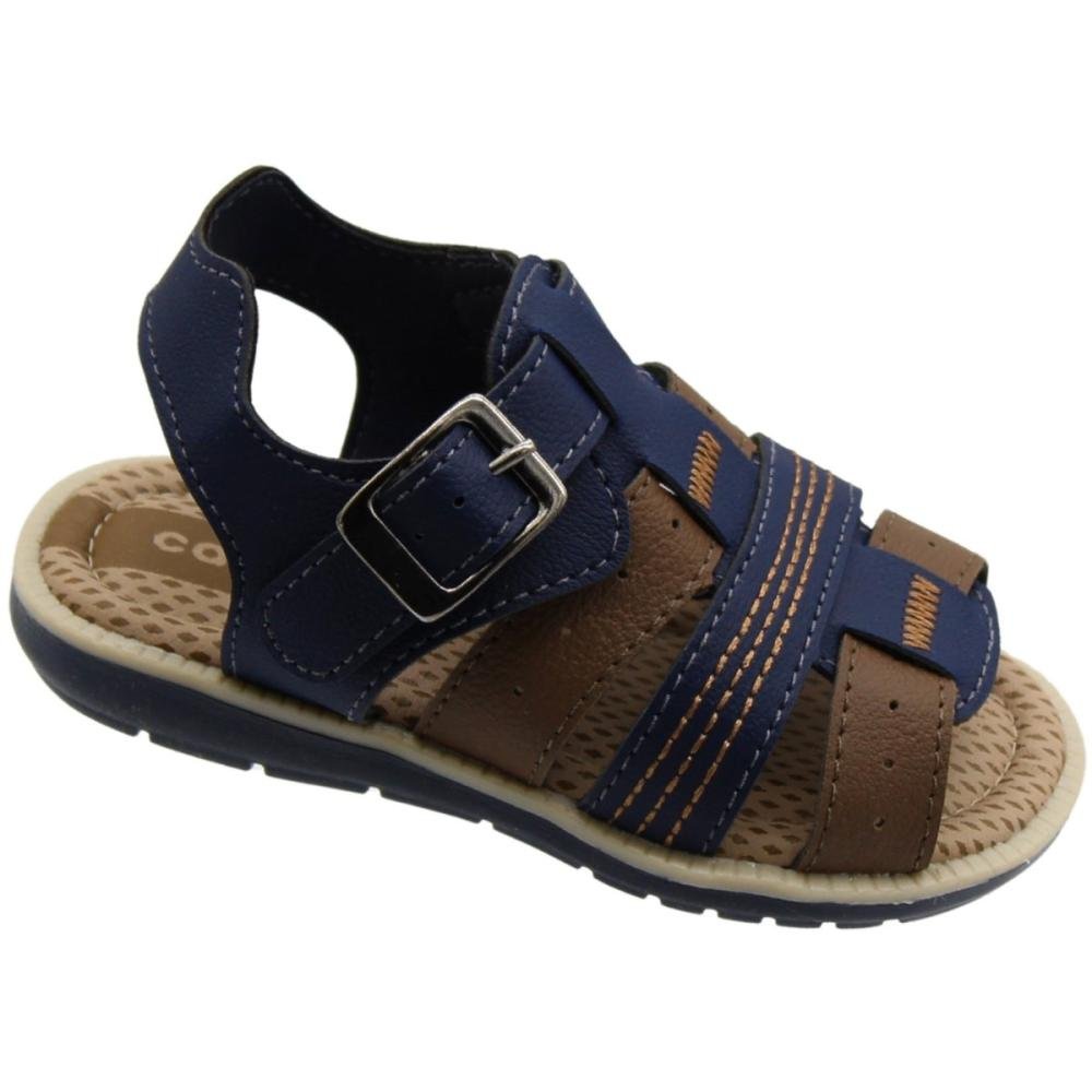 Sandália Rasteira Baby Camin Tiras Macias Fivela Menino Azul 3