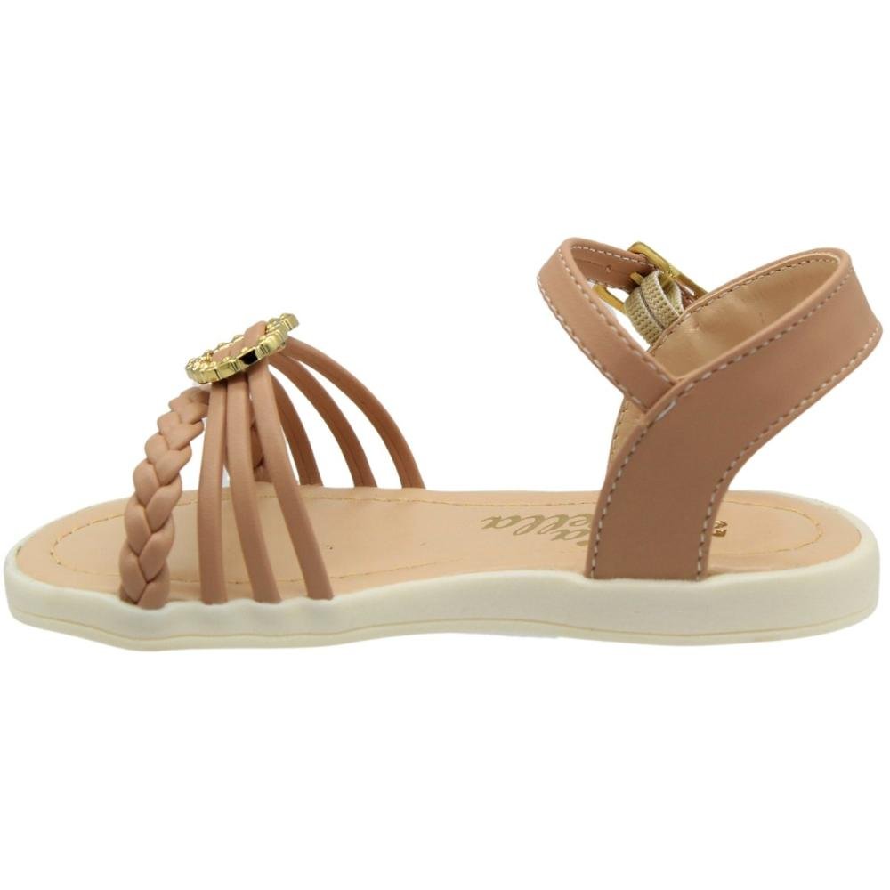 Sandália Rasteira Infantil Bia Bella Aplique Coraçãozinho Menina Bege 2