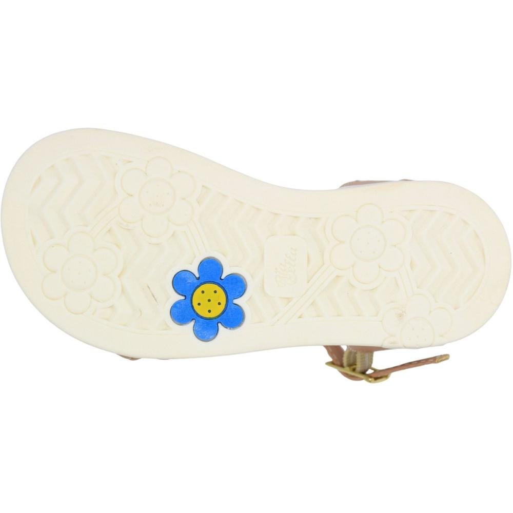 Sandália Rasteira Infantil Bia Bella Aplique Coraçãozinho Menina Bege 5