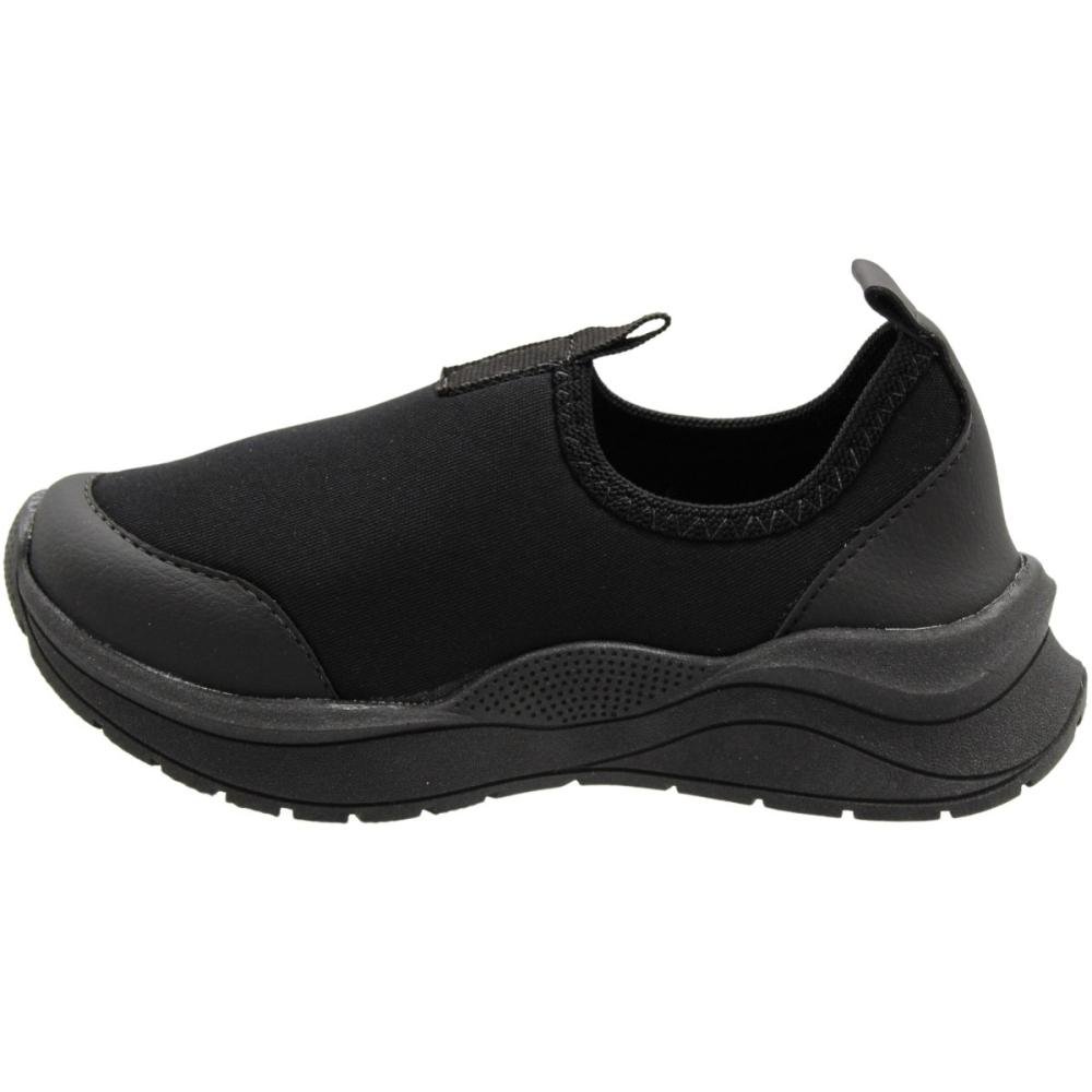 Tênis Slip On Sem Cadarço Ortofino Macio Juvenil Menino Preto 2