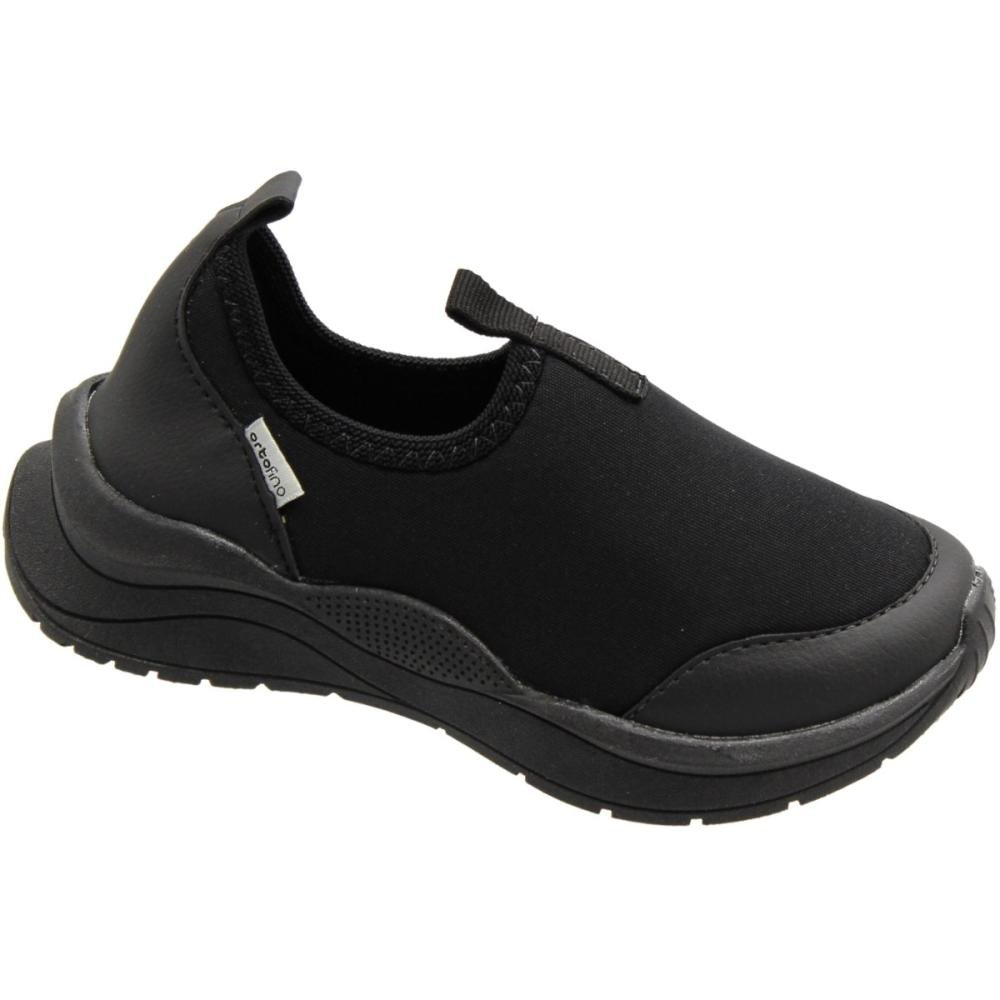 Tênis Slip On Sem Cadarço Ortofino Macio Juvenil Menino Preto 3