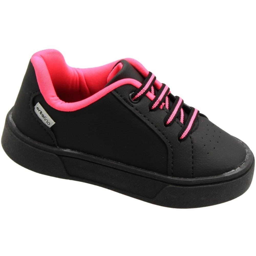 Tênis Casual Infantil Cadarço Elástico Ortofino Basic Meninas Preto 3