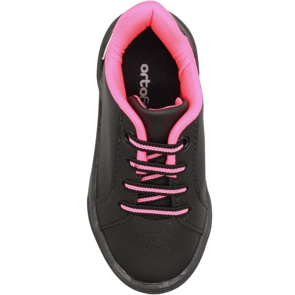 Tênis Casual Infantil Cadarço Elástico Ortofino Basic Meninas Preto 4