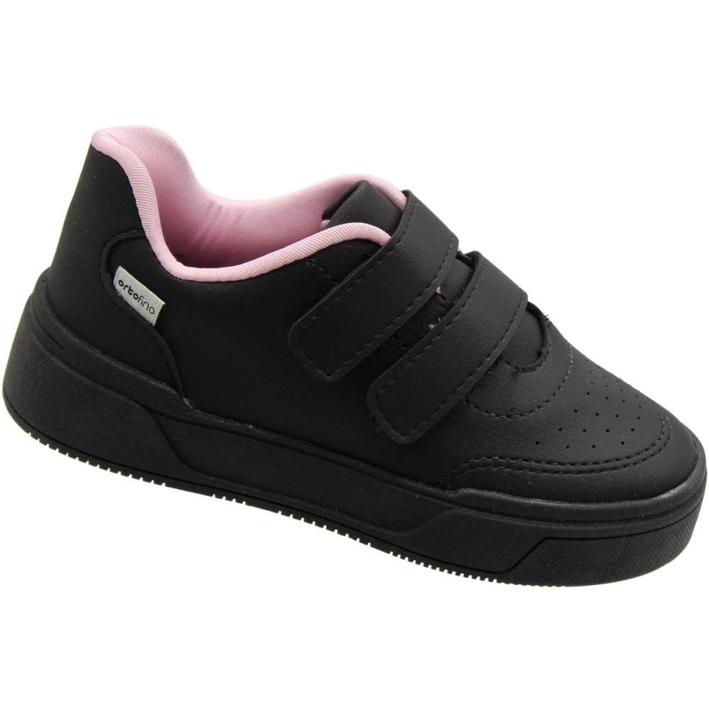 Tênis Casual Juvenil Escolar Ortofino Sem Cadarço Menina Preto 3