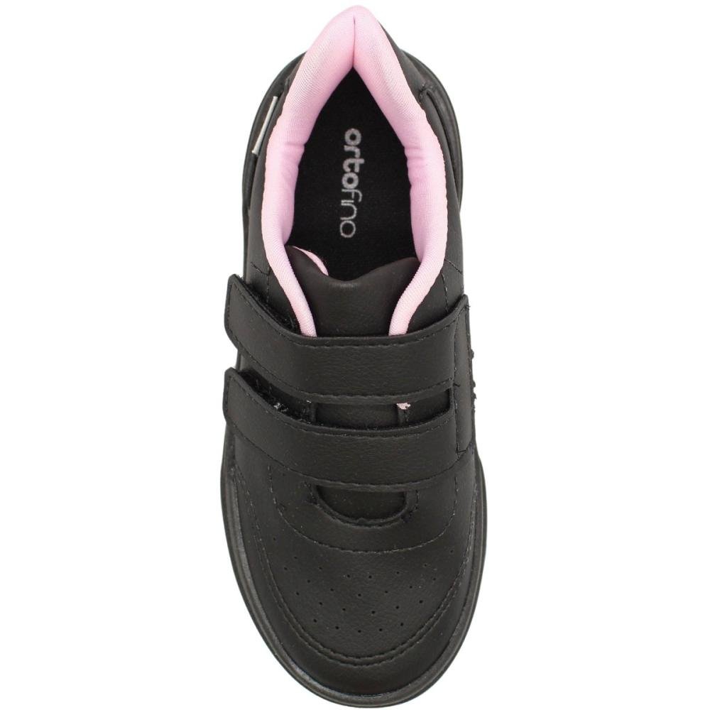 Tênis Casual Juvenil Escolar Ortofino Sem Cadarço Menina Preto 4