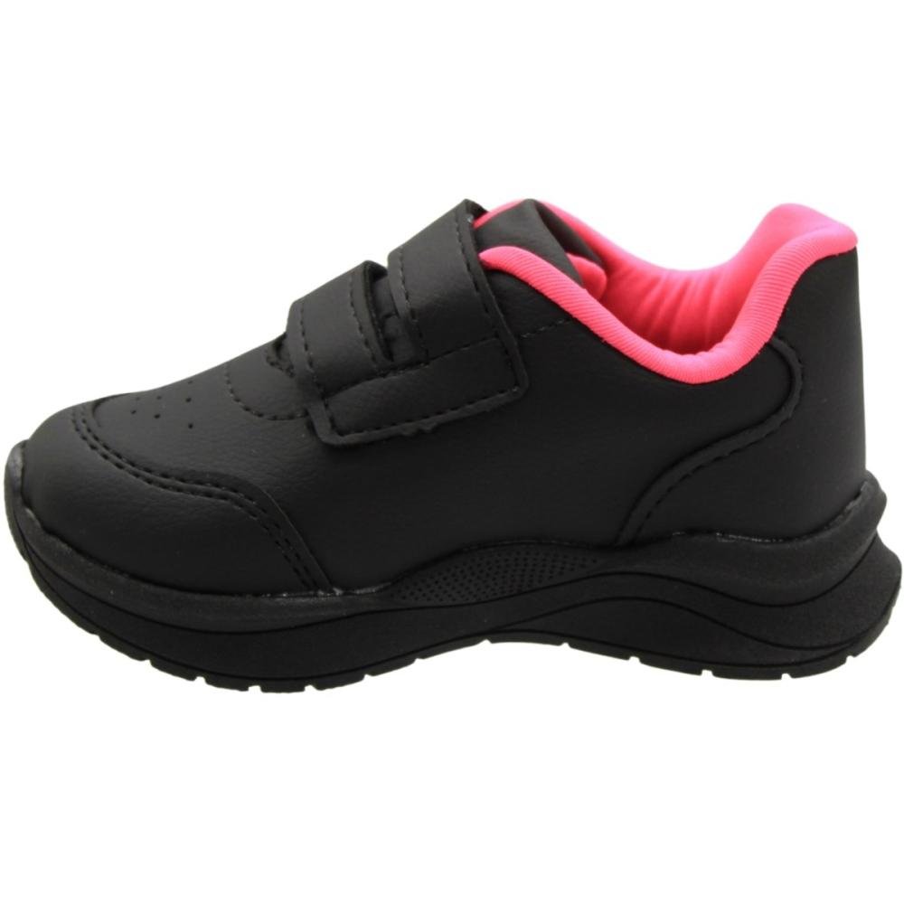 Tênis Casual Infantil Ortofino Fechamento Contato Meninas Preto 2