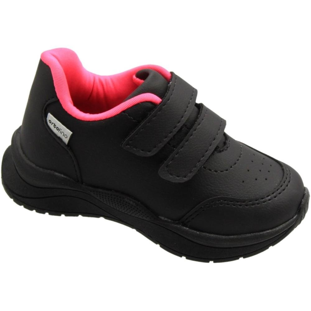 Tênis Casual Infantil Ortofino Fechamento Contato Meninas Preto 3