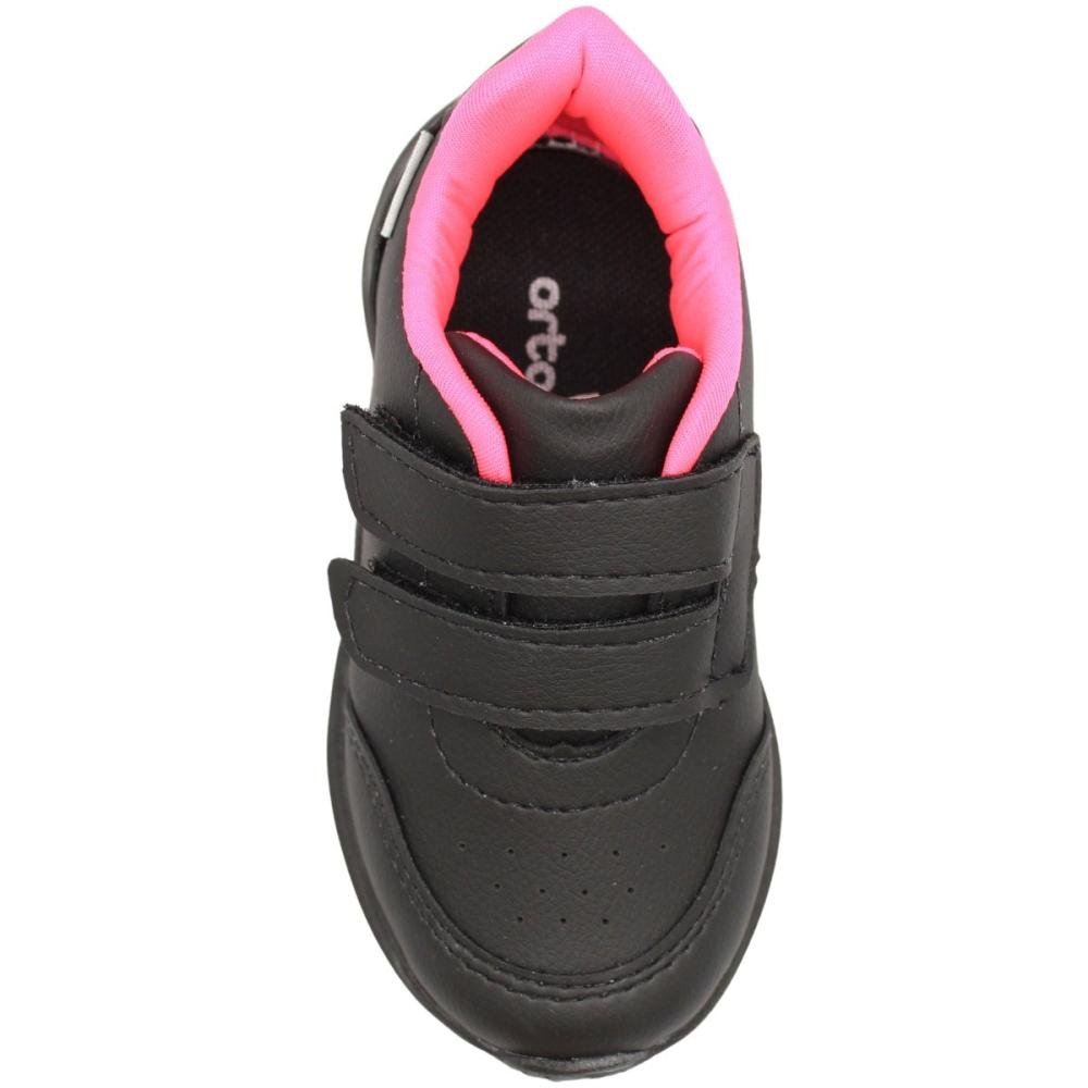 Tênis Casual Infantil Ortofino Fechamento Contato Meninas Preto 4