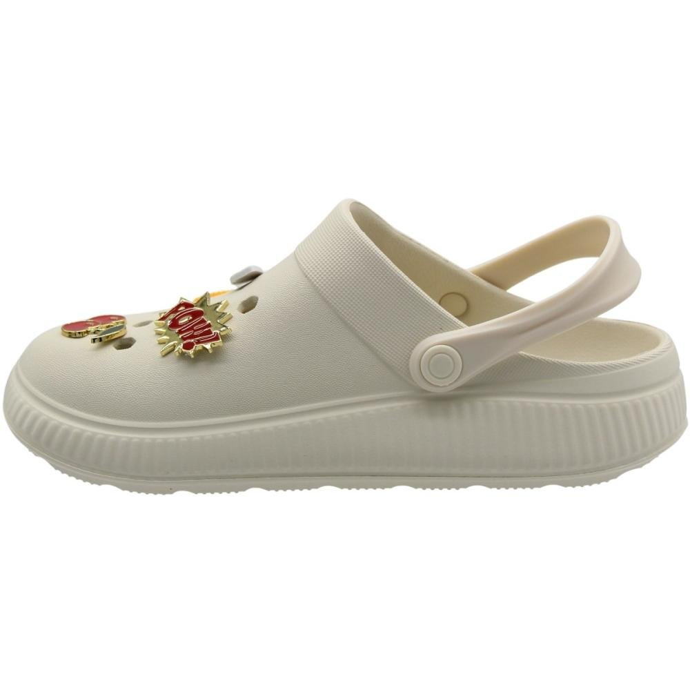 Babuche Moleca Furos Apliques Personalizáveis Macia Feminina Branco 2