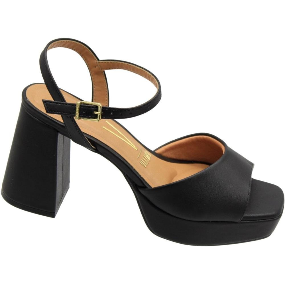 Sandália Salto Alto Grosso Peep Toe Pelica Vizzano Feminina Preto 3