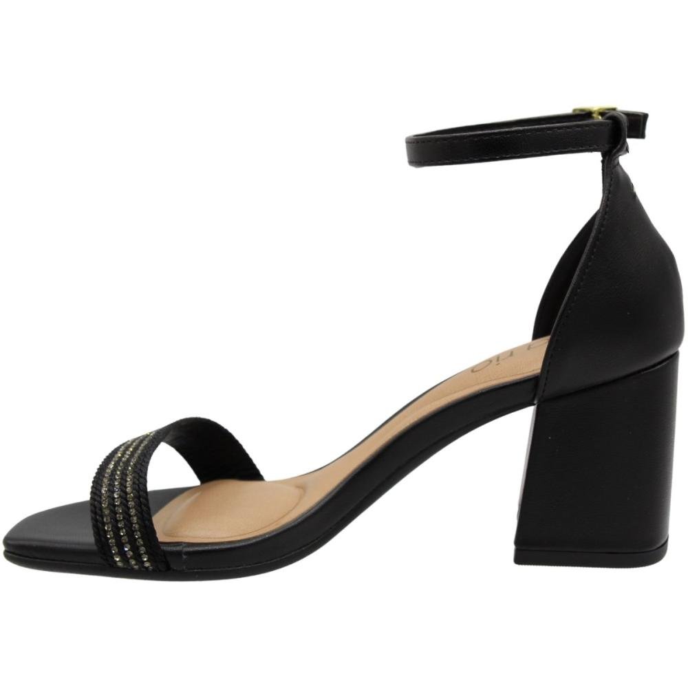 Sandália Salto Médio Grosso Beira Rio Tira Cintilante Feminina Preto 2