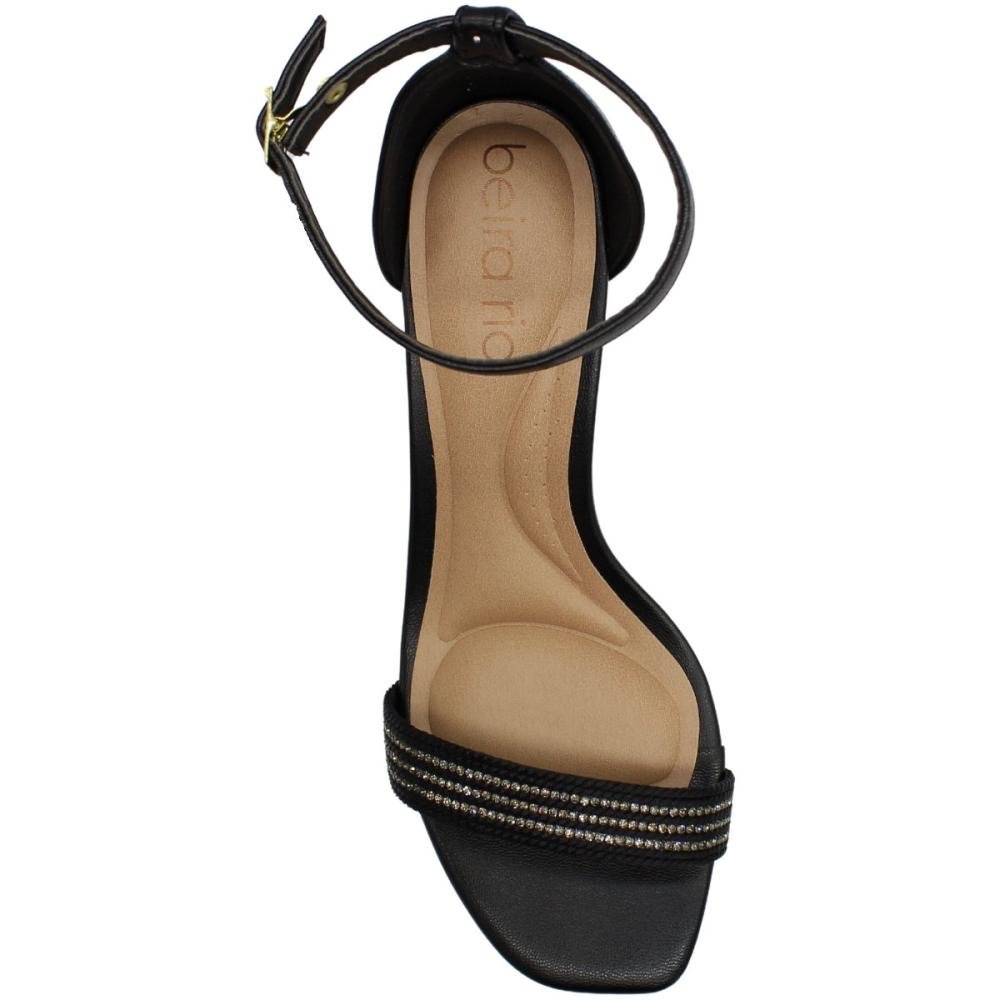 Sandália Salto Médio Grosso Beira Rio Tira Cintilante Feminina Preto 4