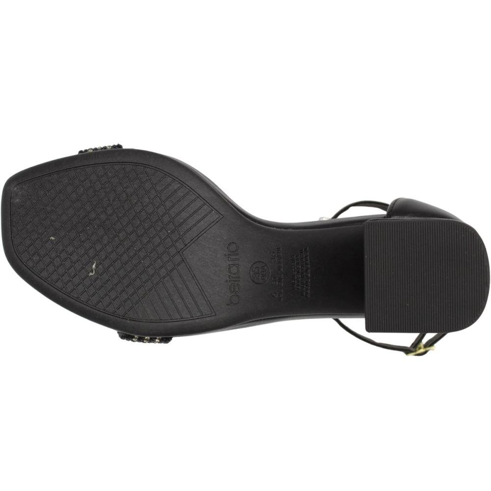 Sandália Salto Médio Grosso Beira Rio Tira Cintilante Feminina Preto 5