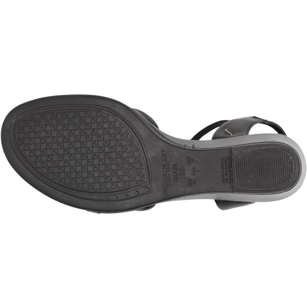 Sandália Salto Médio Anabela Piccadilly Macia Adorno Metal Feminina Preto 5