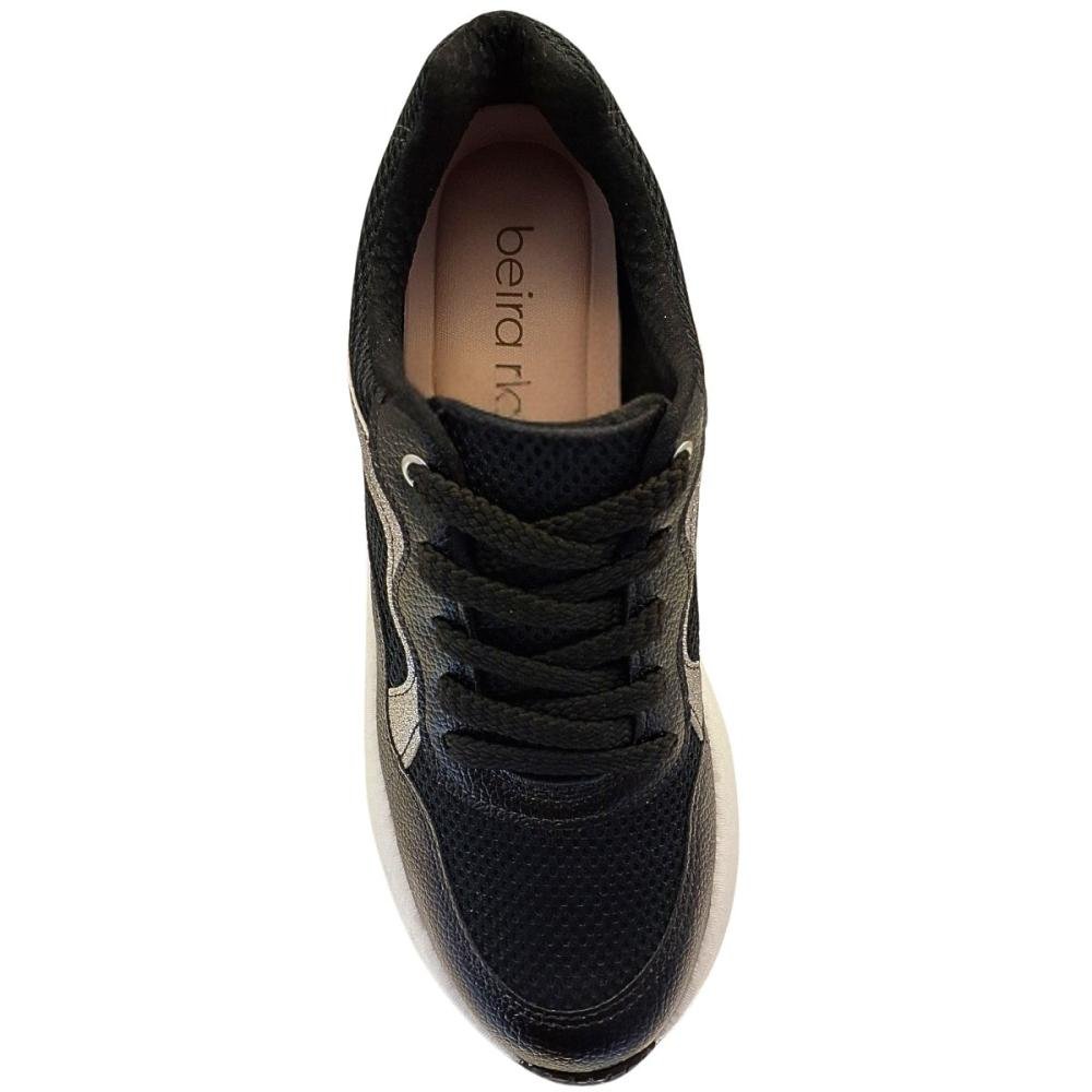Tênis Jogging Beira Rio Nylon Recorte Brilhante Feminino Preto 3