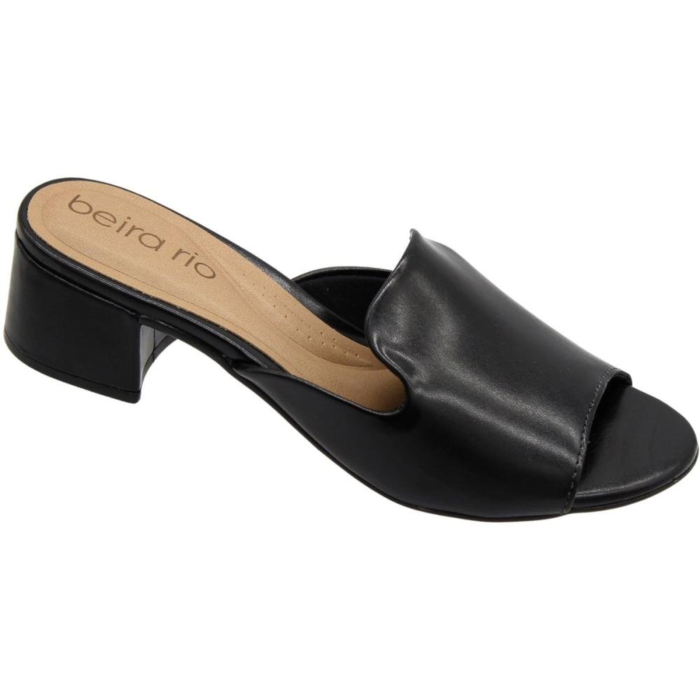 Tamanco Salto Baixo Slide Beira Rio Napa Madri Feminino Preto 3