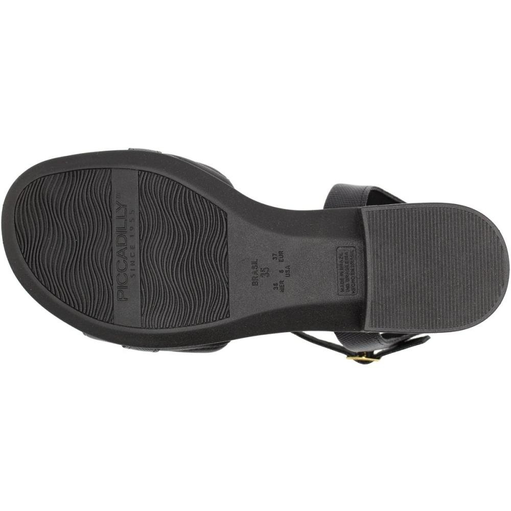 Sandália Salto Baixo Piccadilly Adorno Metalizado Feminina Preto 5