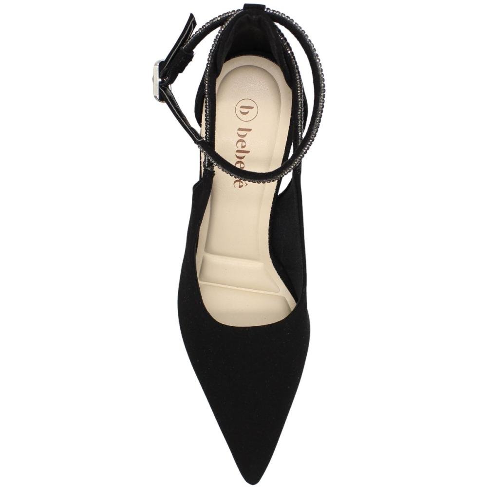 Scarpin Salto Alto Fino Bebecê Tiras Com Strass Feminina Preto 4