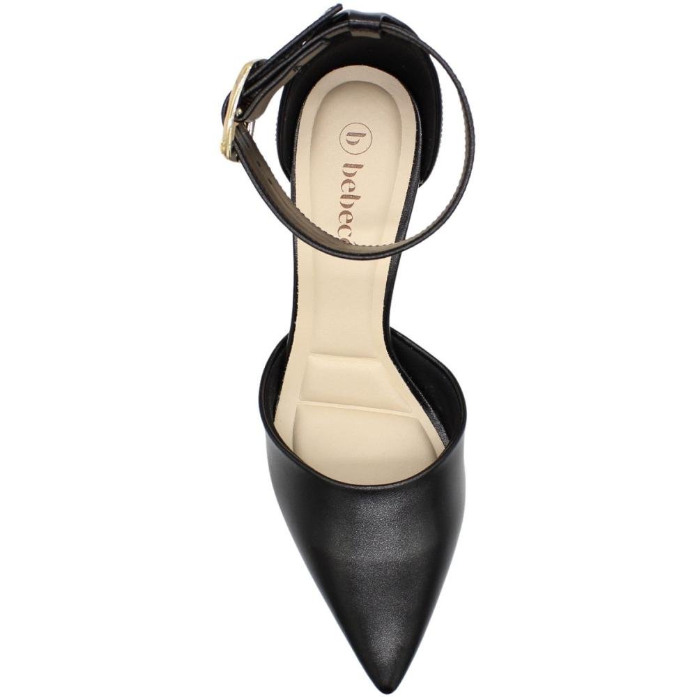 Sapato Scarpin Salto Médio Triangular Bebecê Fivela Feminino Preto 4
