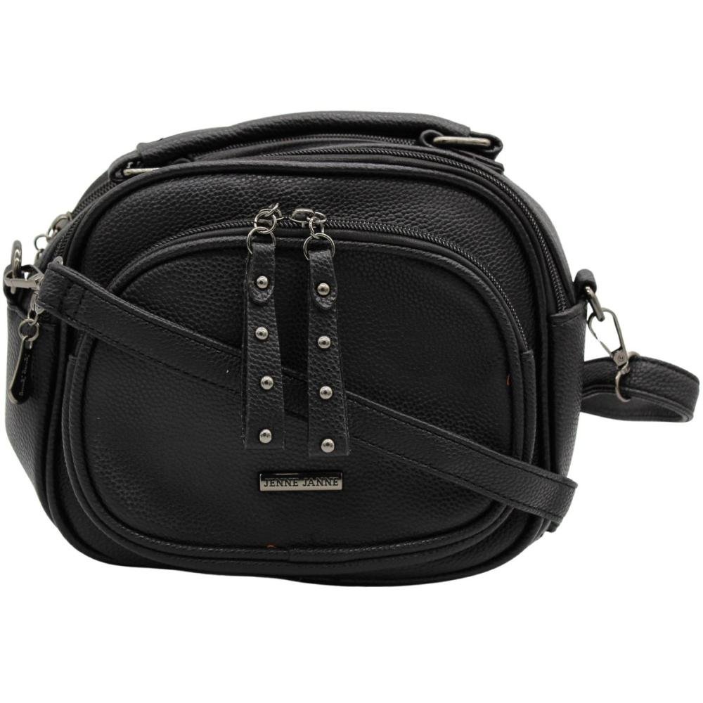 Bolsa de Ombro Jenne Janne Multiuso Alça Transversal Feminina Preto 2