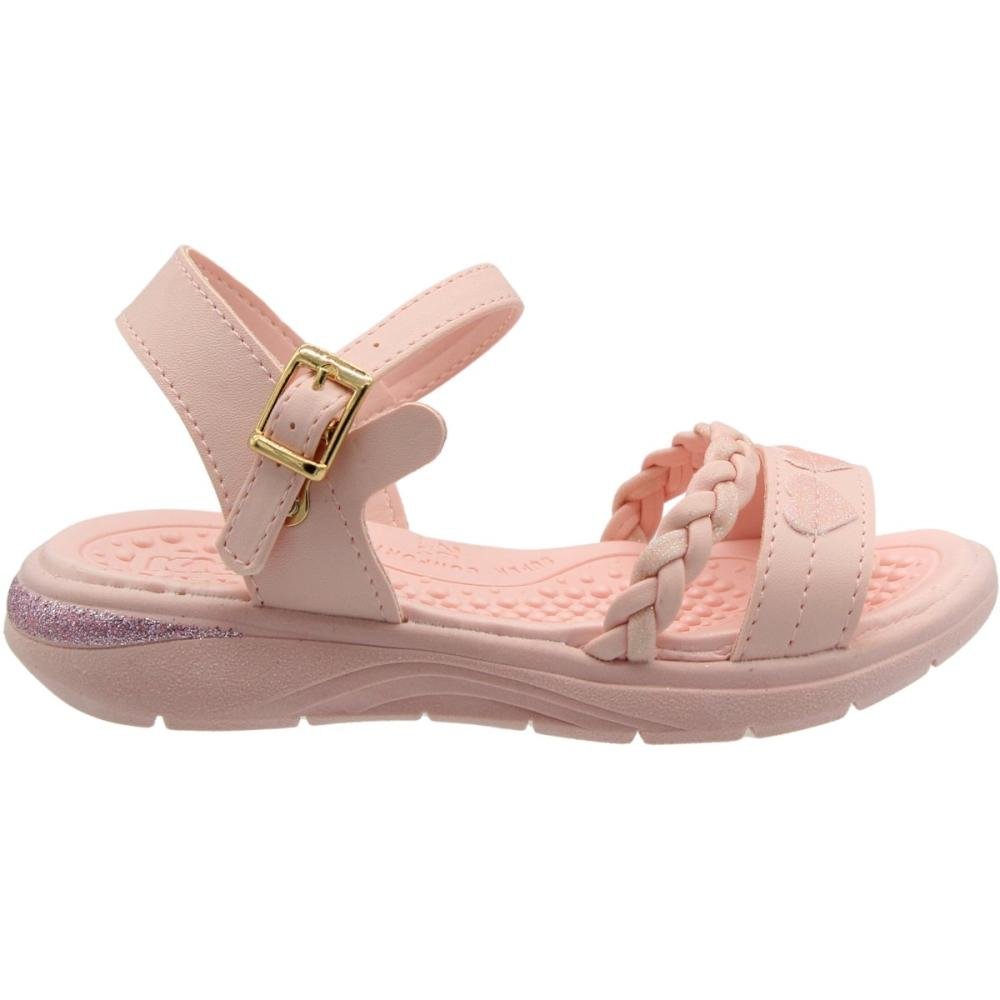 Sandália Rasteira Infantil Kidy Glitter Coraçãozinho Menina