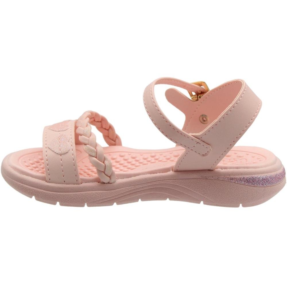 Sandália Rasteira Infantil Kidy Glitter Coraçãozinho Menina Rosa 2