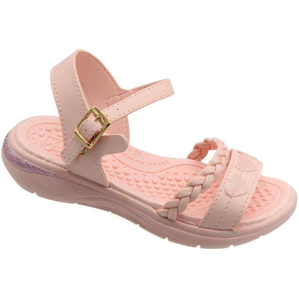 Sandália Rasteira Infantil Kidy Glitter Coraçãozinho Menina Rosa 3
