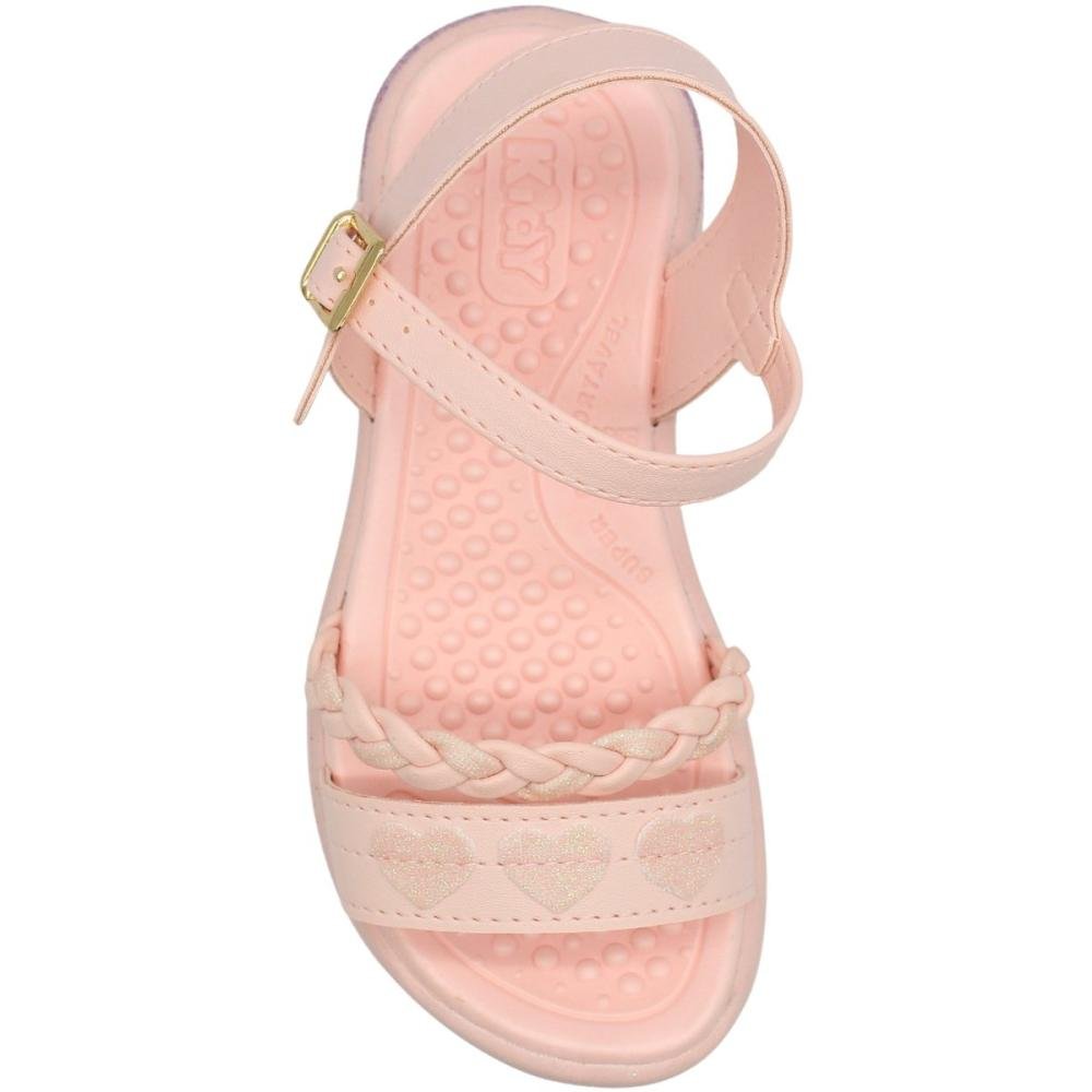 Sandália Rasteira Infantil Kidy Glitter Coraçãozinho Menina Rosa 4