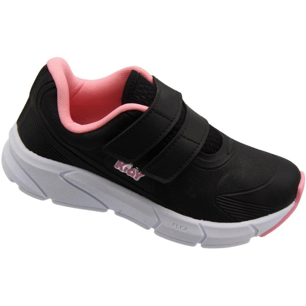 Tênis Infantil Kidy Energy Respitec Escolar Fixadores Menina Preto/Rosa 3
