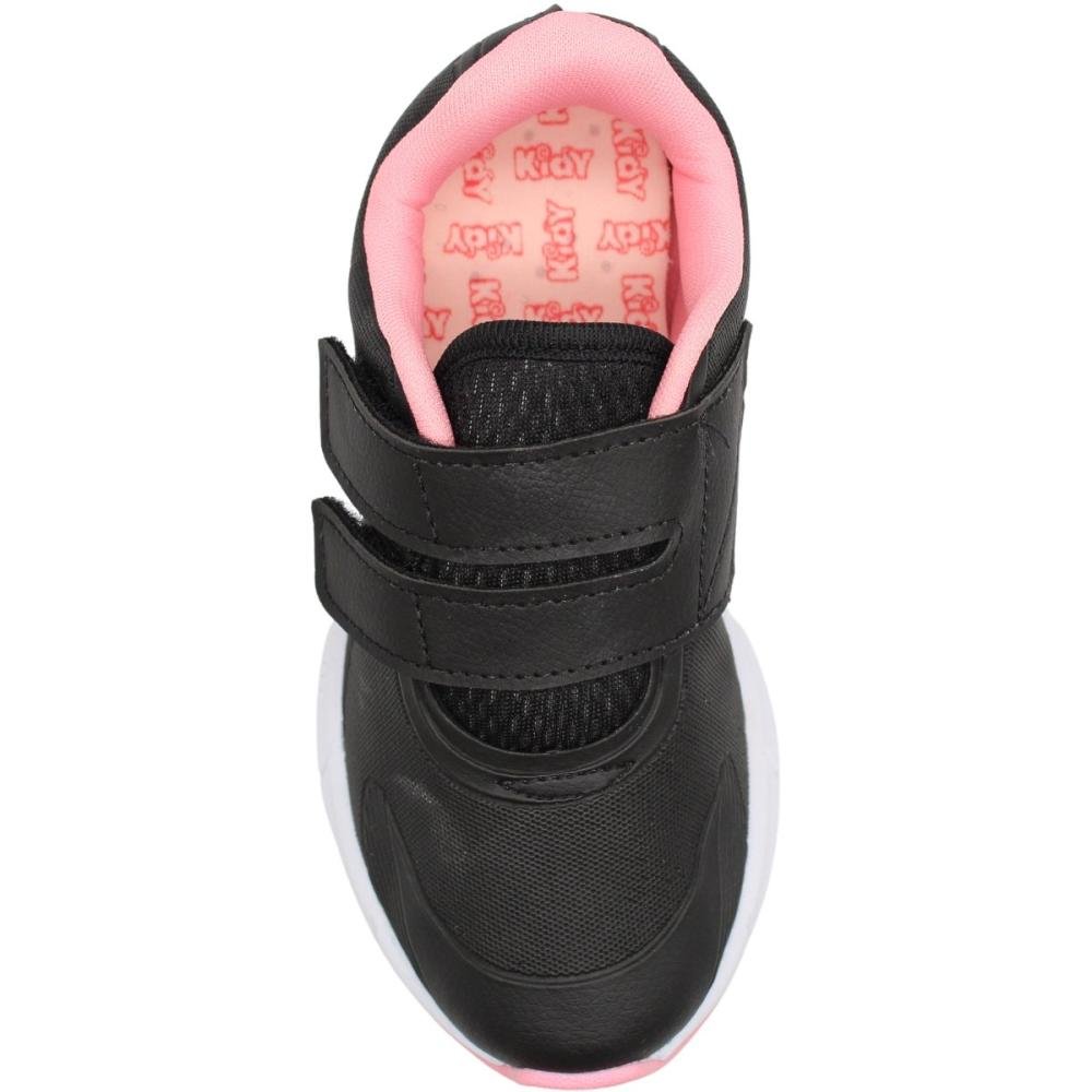 Tênis Infantil Kidy Energy Respitec Escolar Fixadores Menina Preto/Rosa 4