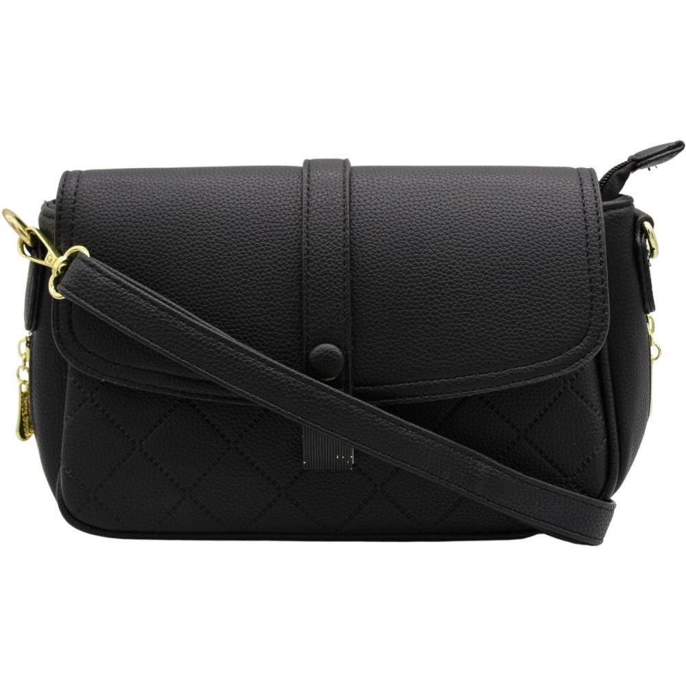 Bolsa Transversal Jenne Janne Elegante Sofisticada Feminina Preto 2