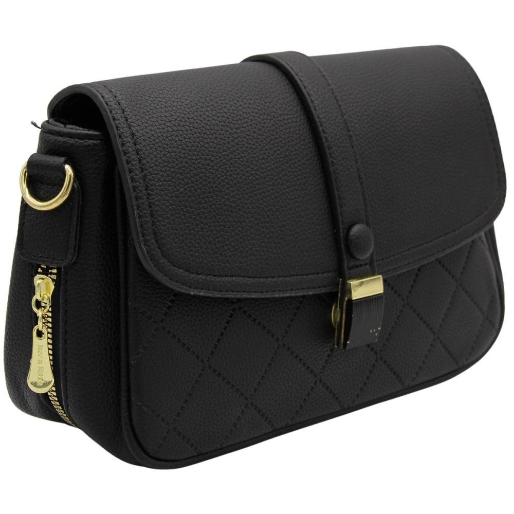 Bolsa Transversal Jenne Janne Elegante Sofisticada Feminina Preto 3