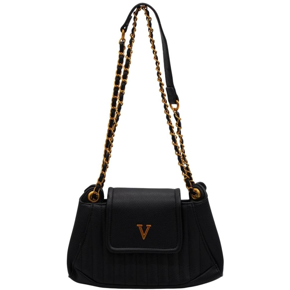 Bolsa de Ombro Jenne Janne V Adornada Metal Feminina Preto 2
