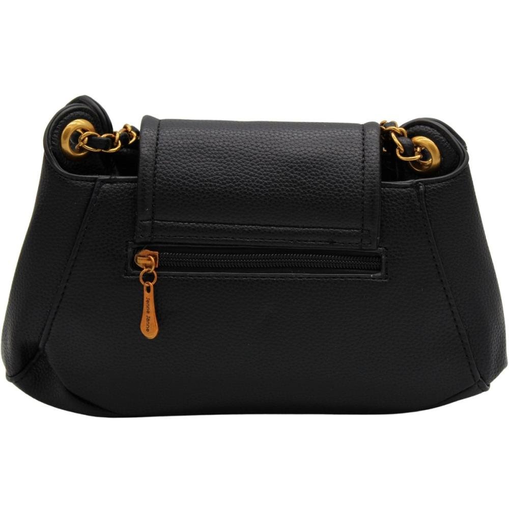 Bolsa de Ombro Jenne Janne V Adornada Metal Feminina Preto 3