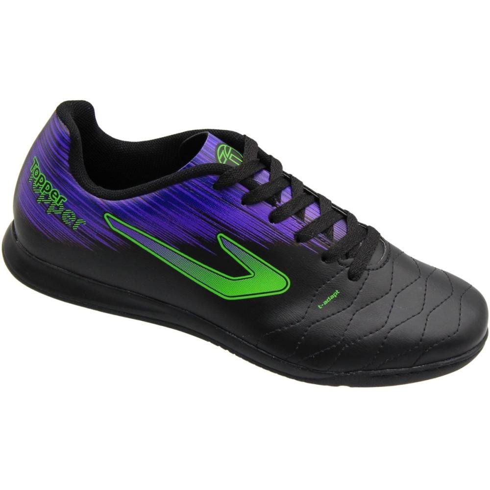 Chuteira Futsal Indoor Topper Flame Masculina Preto/Roxo 3
