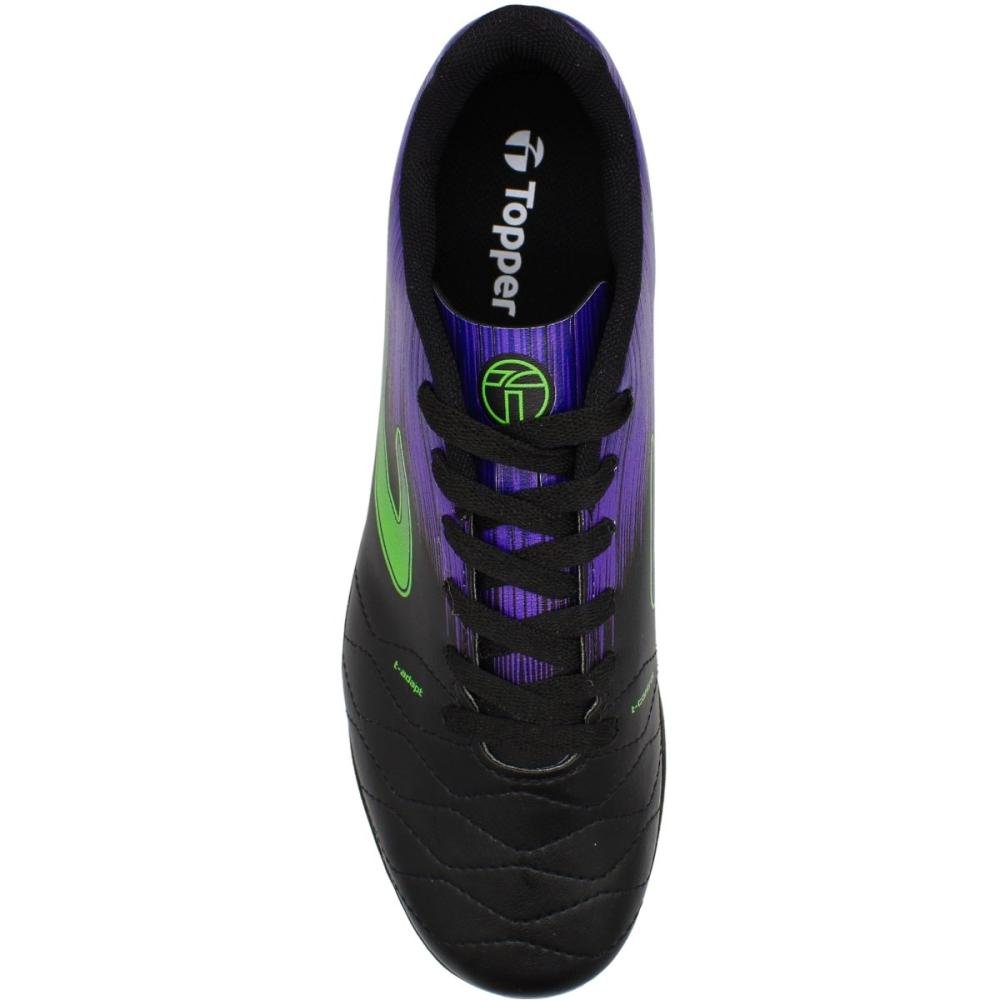 Chuteira Futsal Indoor Topper Flame Masculina Preto/Roxo 4