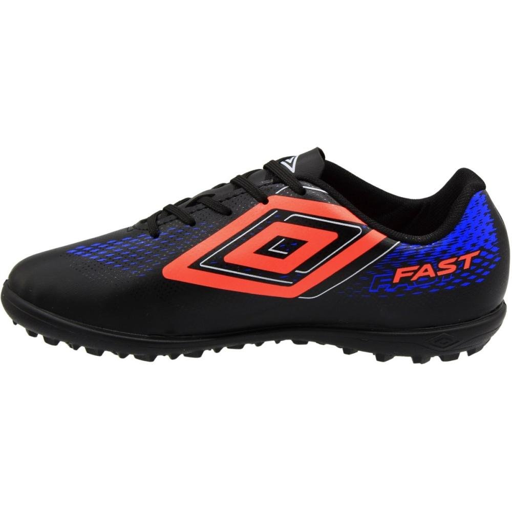 Chuteira Society Juvenil Umbro Fast II JR Menino Preto/Azul 2