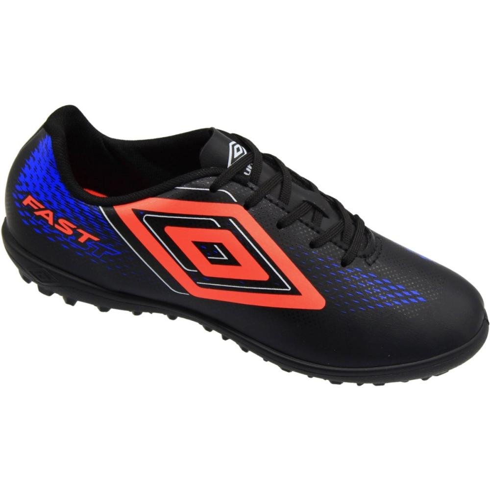 Chuteira Society Juvenil Umbro Fast II JR Menino Preto/Azul 3