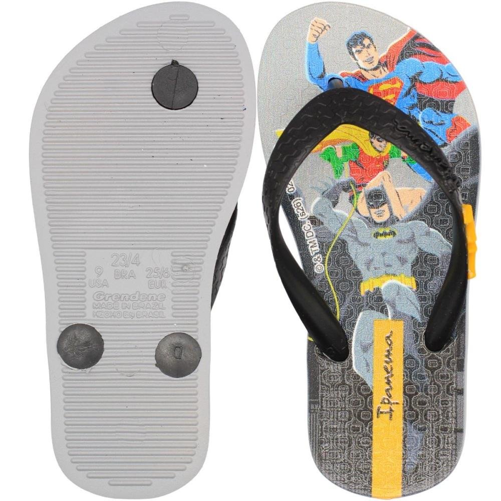 Chinelo de Dedo Infantil Ipanema Super Heróis Menino Cinza/Preto 3