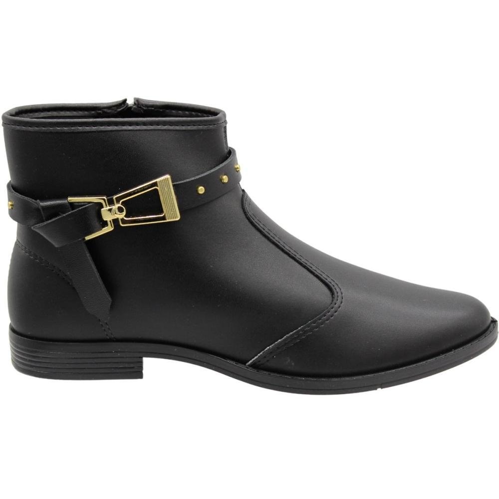 Bota Cano Baixo Casual Moleca Adorno Metálico Salto Baixo
