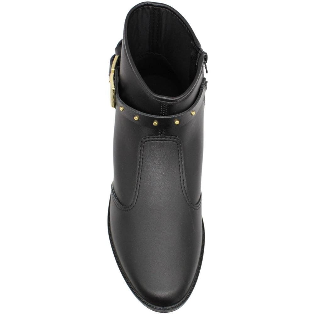Bota Cano Baixo Casual Moleca Adorno Metálico Salto Baixo Preto 4