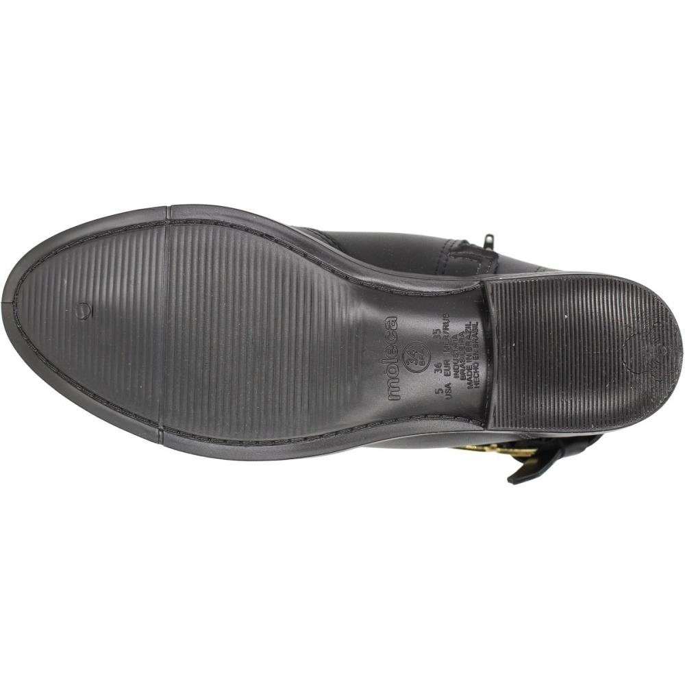 Bota Cano Baixo Casual Moleca Adorno Metálico Salto Baixo Preto 5
