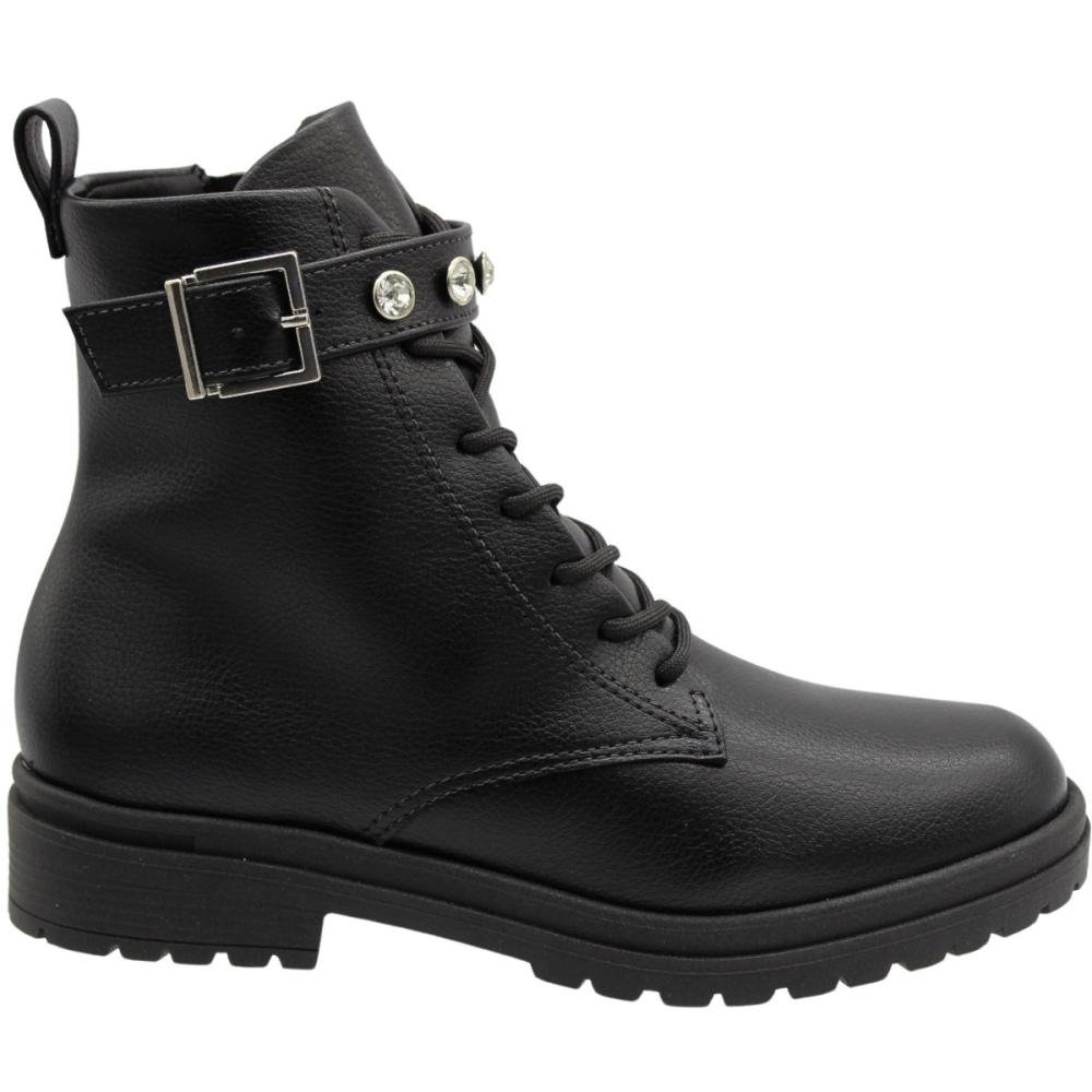 Bota Coturno Cano Médio Beira Rio Apliques Brilhantes