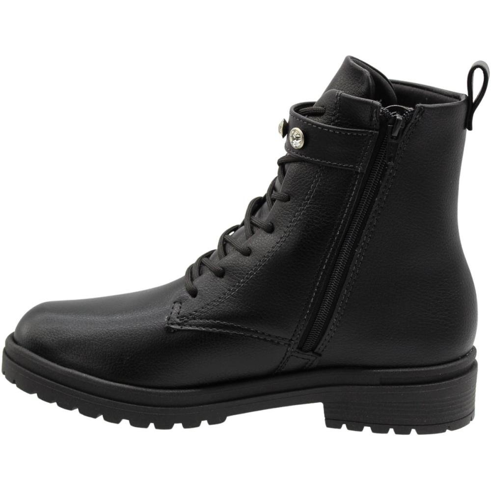 Bota Coturno Cano Médio Beira Rio Apliques Brilhantes Preto 2