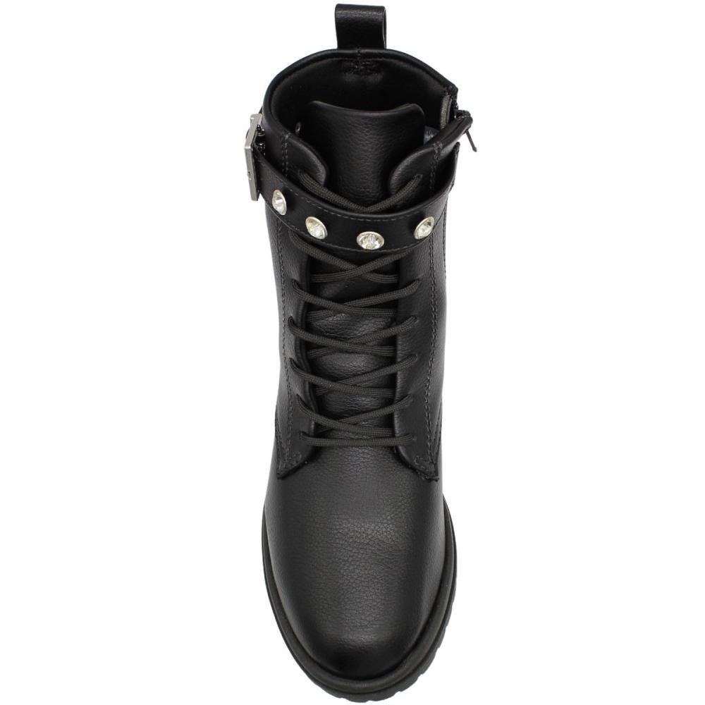 Bota Coturno Cano Médio Beira Rio Apliques Brilhantes Preto 4